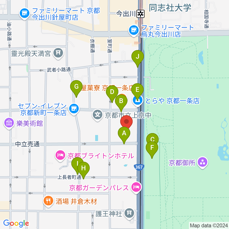 京都府立府民ホールアルティ周辺の駐車場・コインパーキング一覧地図