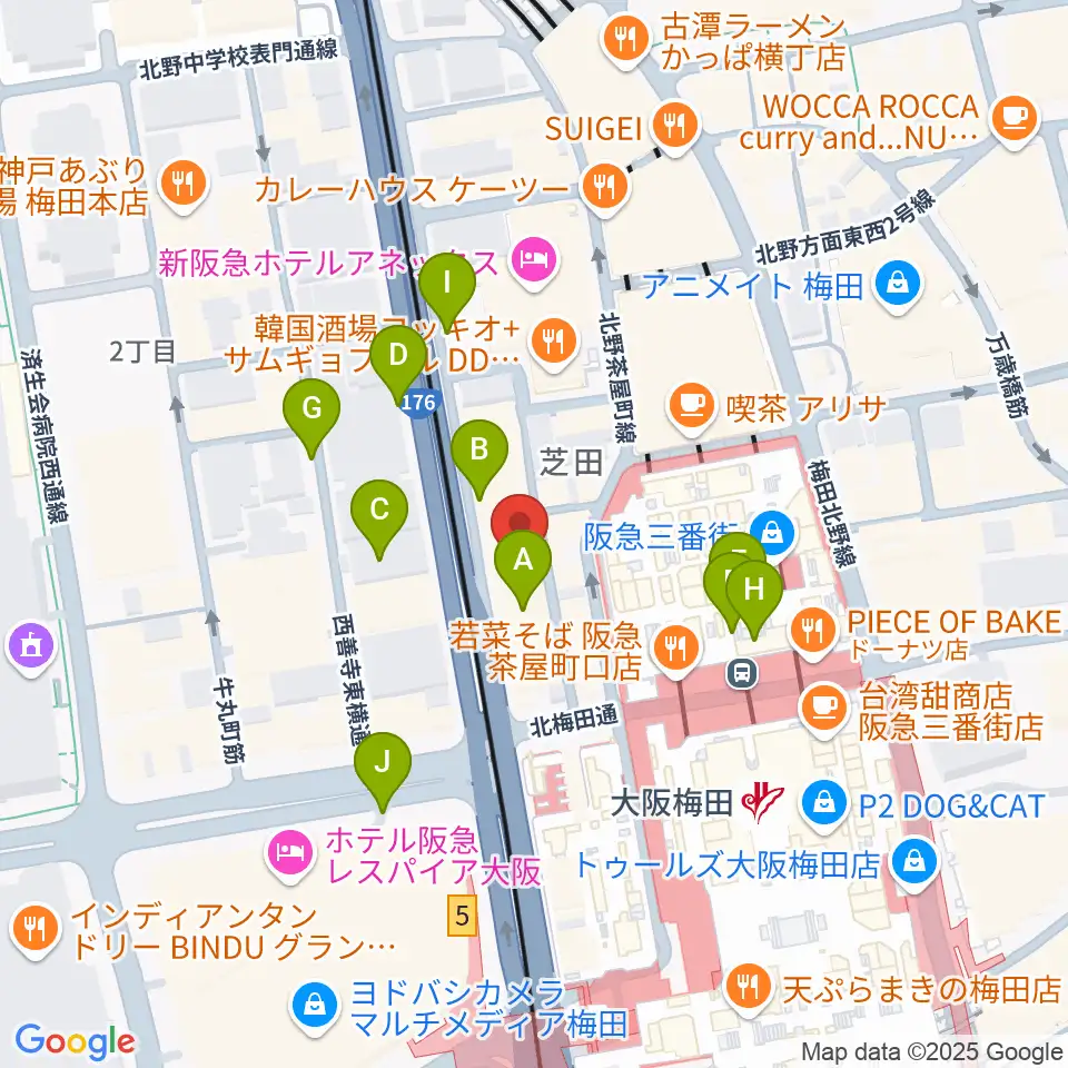 ミュージックアベニュー梅田周辺の駐車場・コインパーキング一覧地図