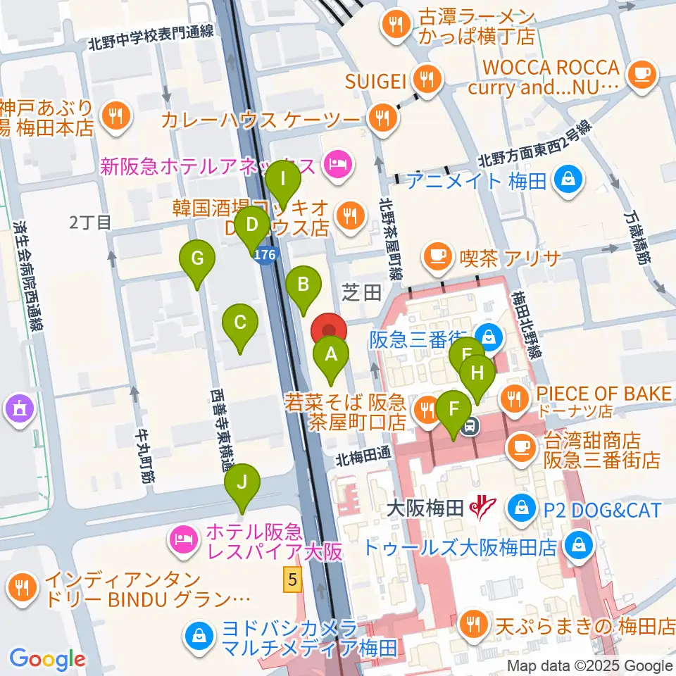 ミュージックアベニュー梅田周辺の駐車場・コインパーキング一覧地図