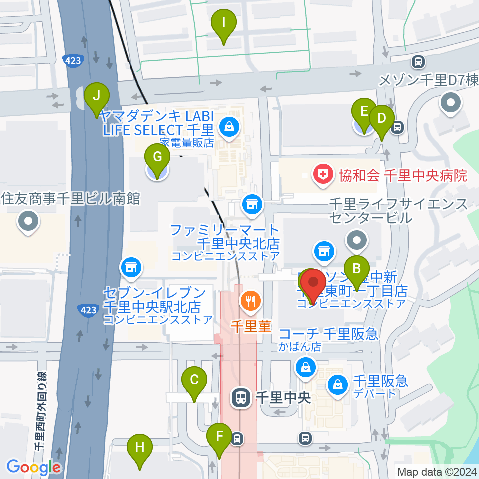 千里中央センター ヤマハミュージック周辺の駐車場・コインパーキング一覧地図