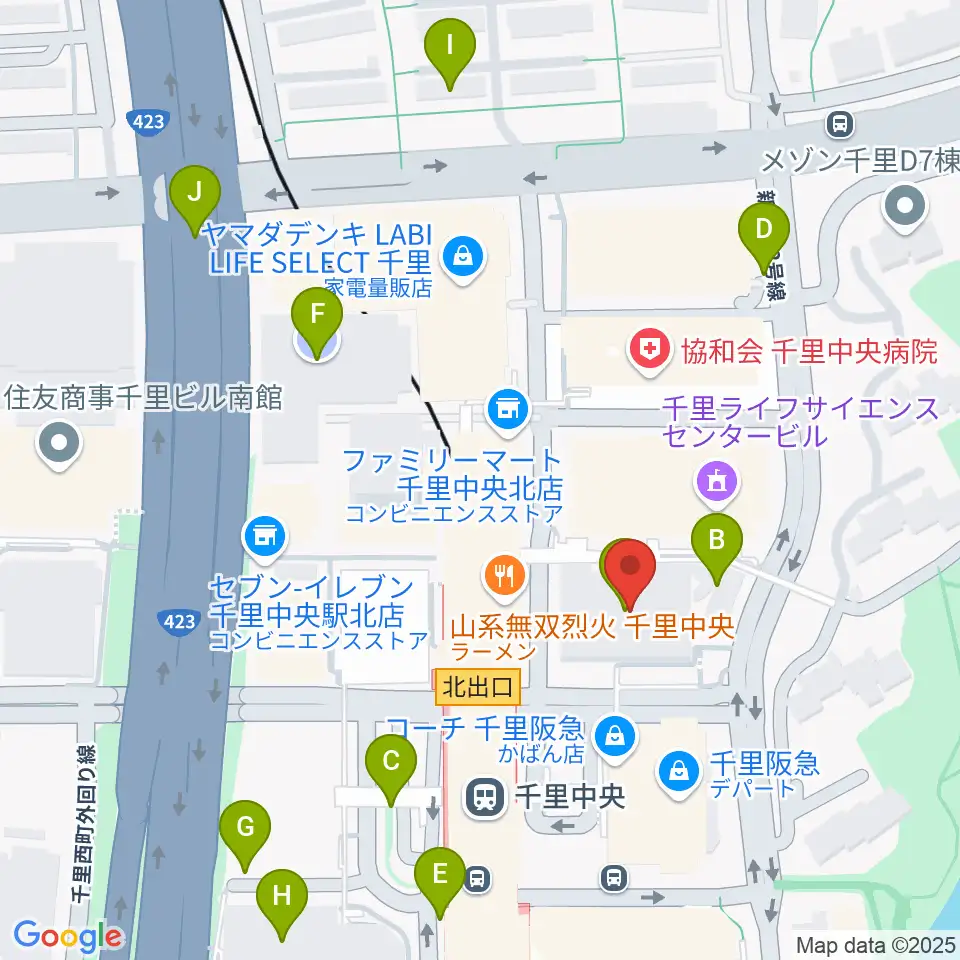 千里中央センター ヤマハミュージック周辺の駐車場・コインパーキング一覧地図