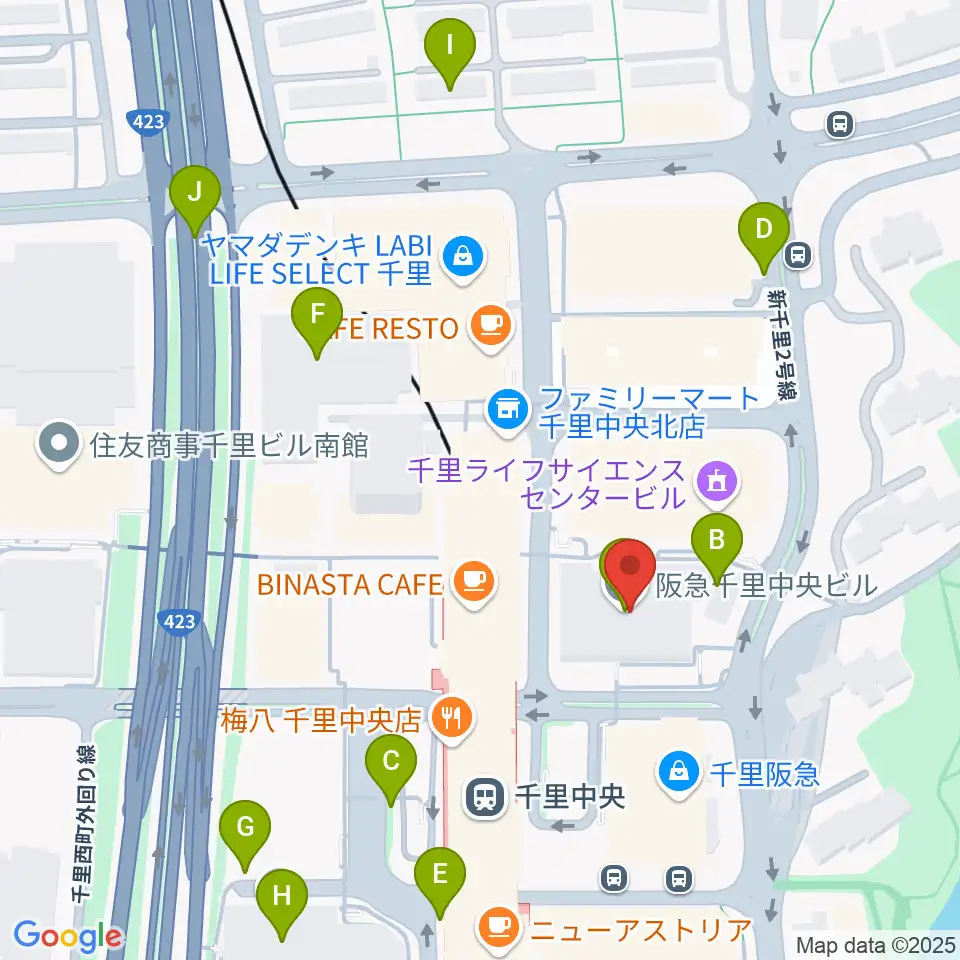 千里中央センター ヤマハミュージック周辺の駐車場・コインパーキング一覧地図