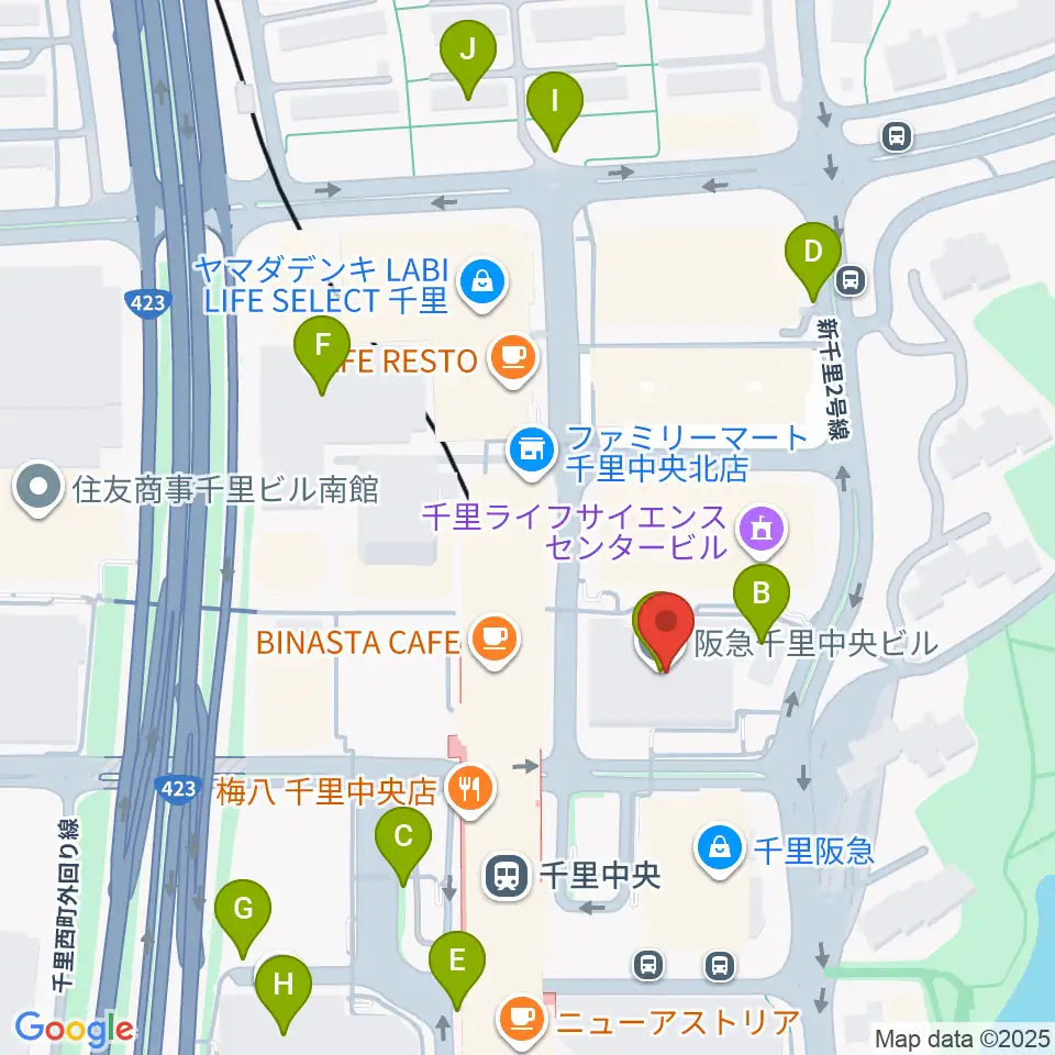 千里中央センター ヤマハミュージック周辺の駐車場・コインパーキング一覧地図