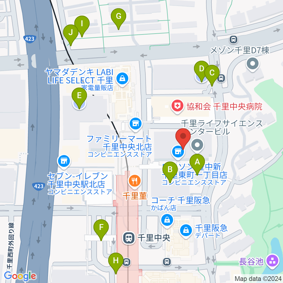 ミュージックサロン千里 ヤマハミュージック周辺の駐車場・コインパーキング一覧地図