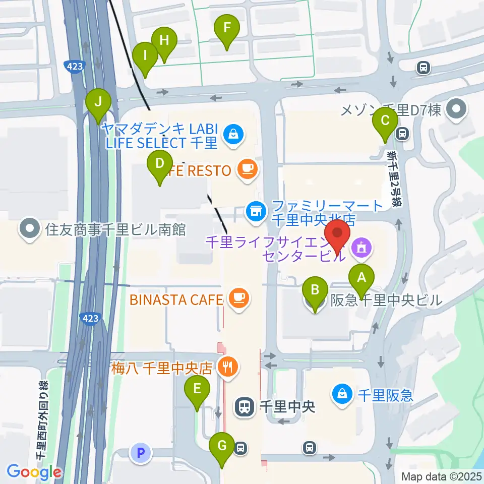 ミュージックサロン千里 ヤマハミュージック周辺の駐車場・コインパーキング一覧地図