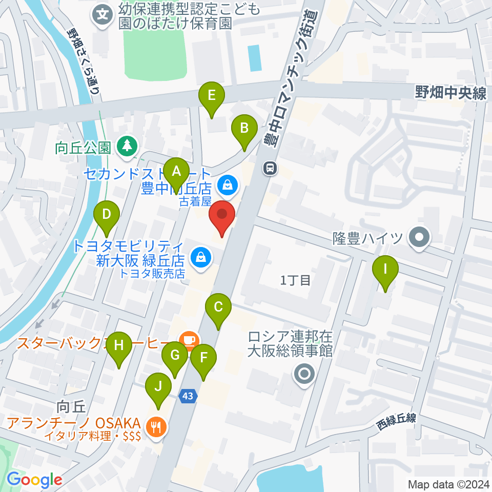 緑丘センター ヤマハミュージック周辺の駐車場・コインパーキング一覧地図