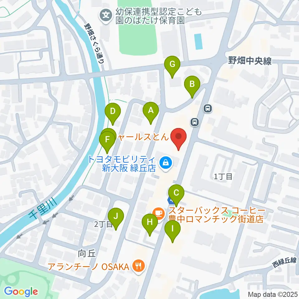 緑丘センター ヤマハミュージック周辺の駐車場・コインパーキング一覧地図