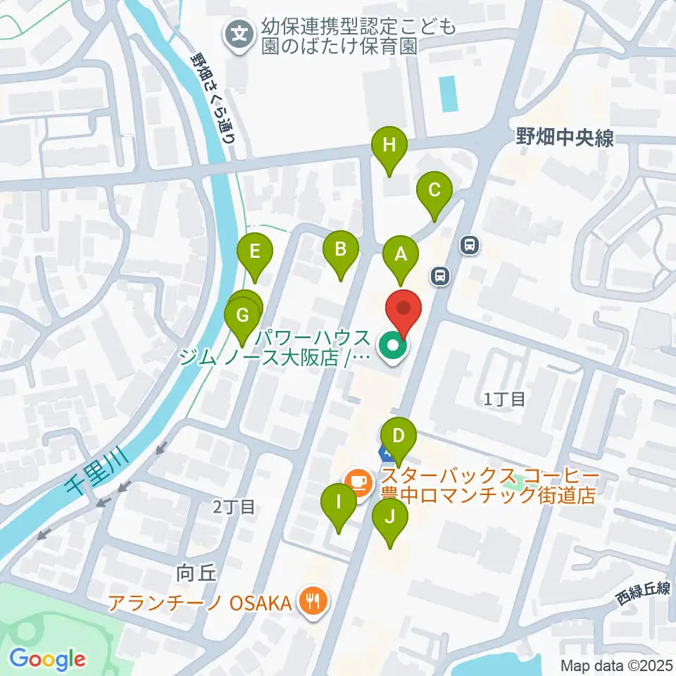 緑丘センター ヤマハミュージック周辺の駐車場・コインパーキング一覧地図