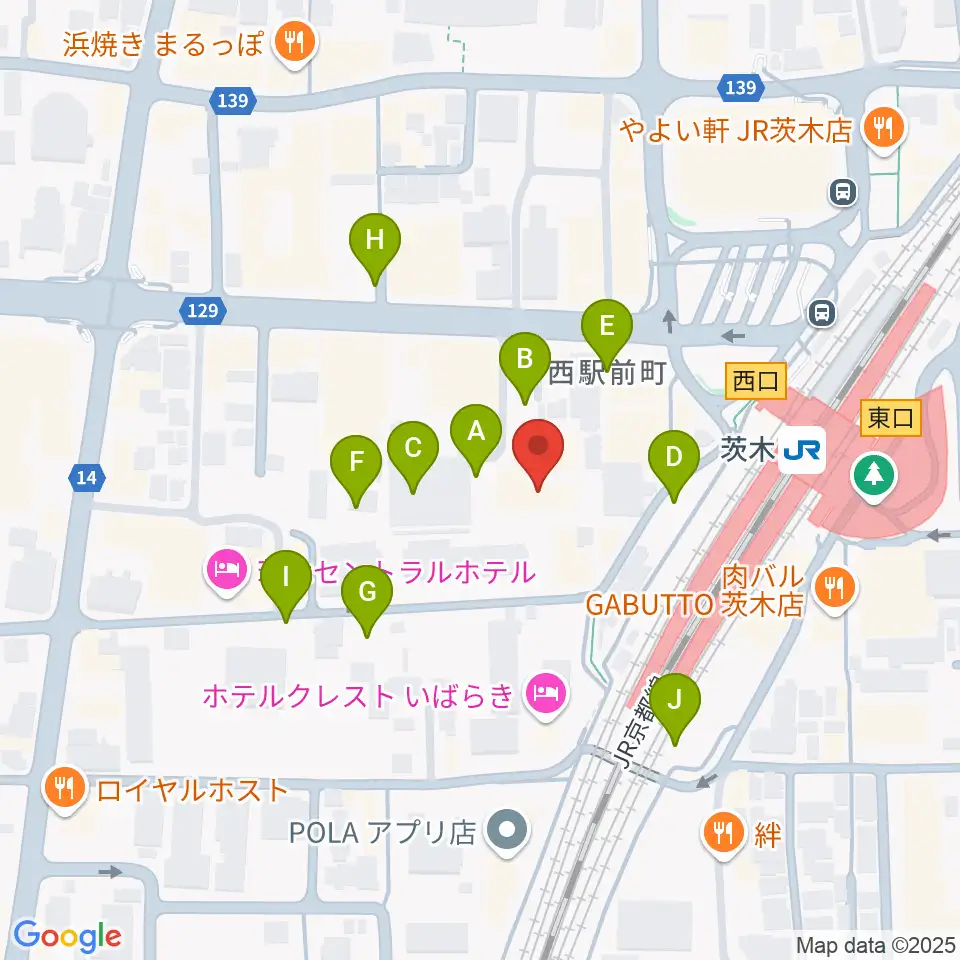 茨木センター ヤマハミュージック周辺の駐車場・コインパーキング一覧地図