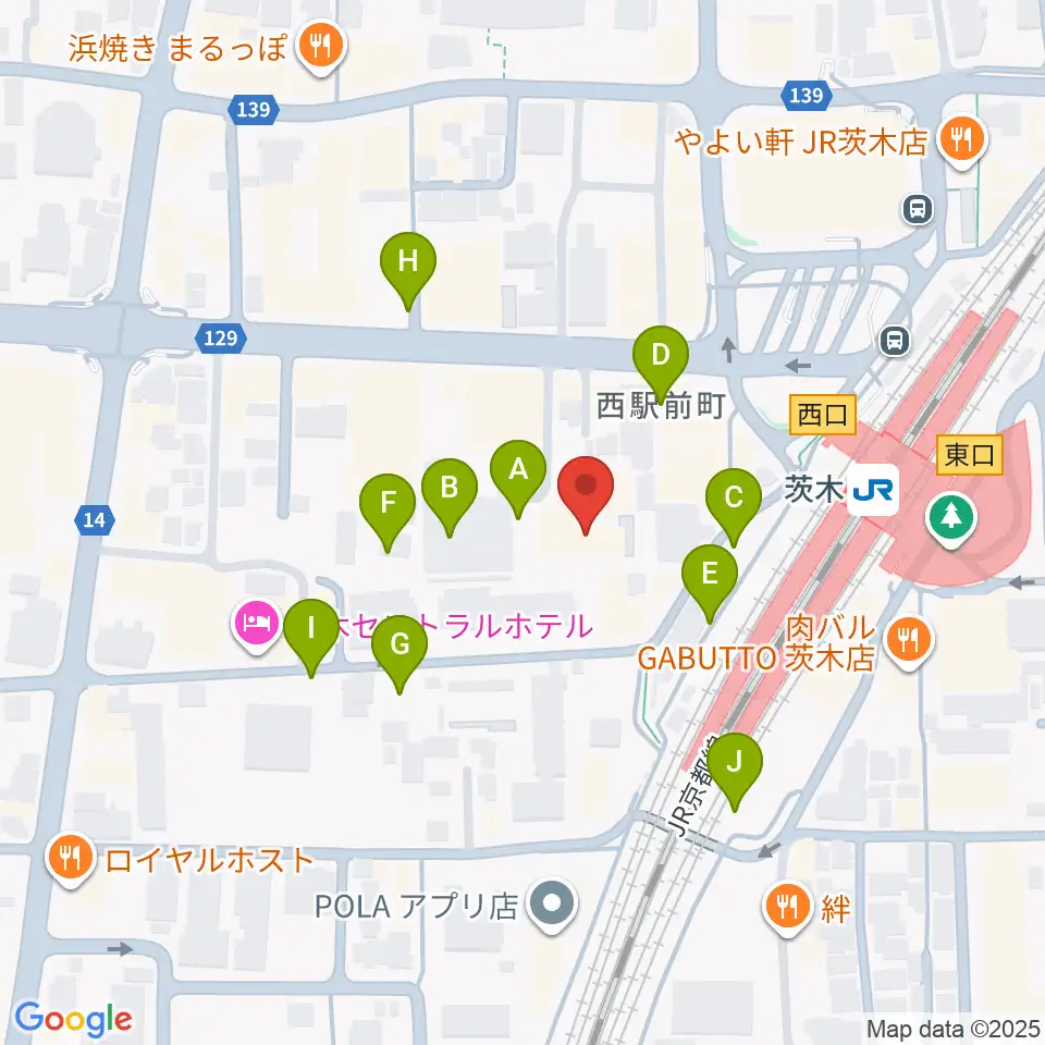 茨木センター ヤマハミュージック周辺の駐車場・コインパーキング一覧地図