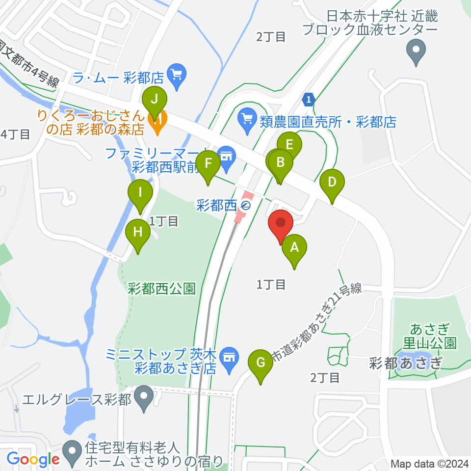 ヤマハミュージックセンター彩都 ヤマハミュージック周辺の駐車場・コインパーキング一覧地図