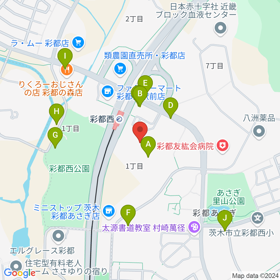 ヤマハミュージックセンター彩都 ヤマハミュージック周辺の駐車場・コインパーキング一覧地図