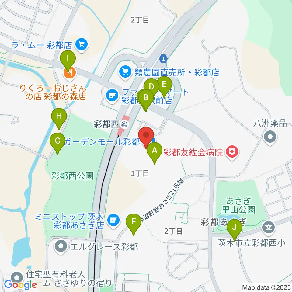 ヤマハミュージックセンター彩都 ヤマハミュージック周辺の駐車場・コインパーキング一覧地図
