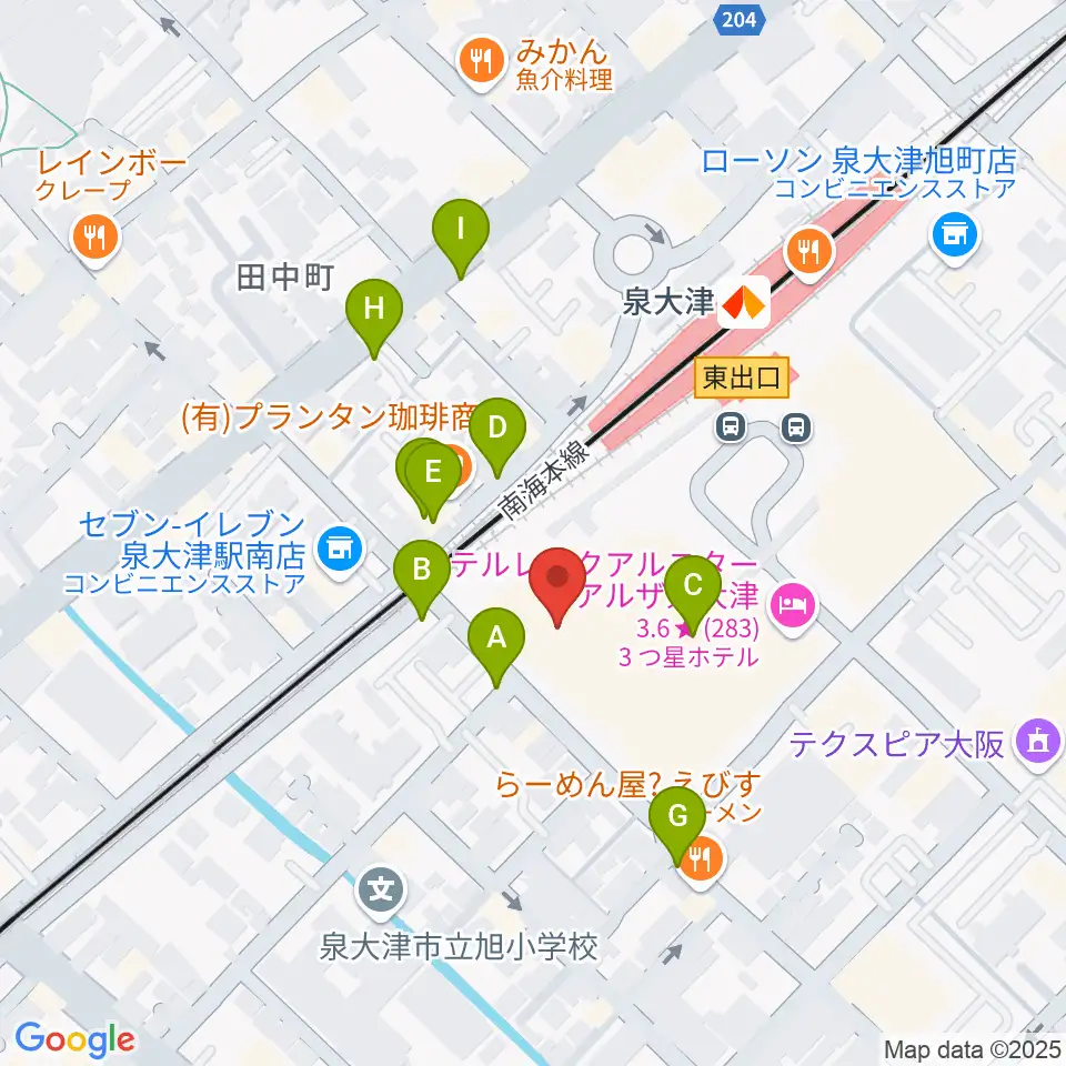 アルザ泉大津センター ヤマハミュージック周辺の駐車場・コインパーキング一覧地図