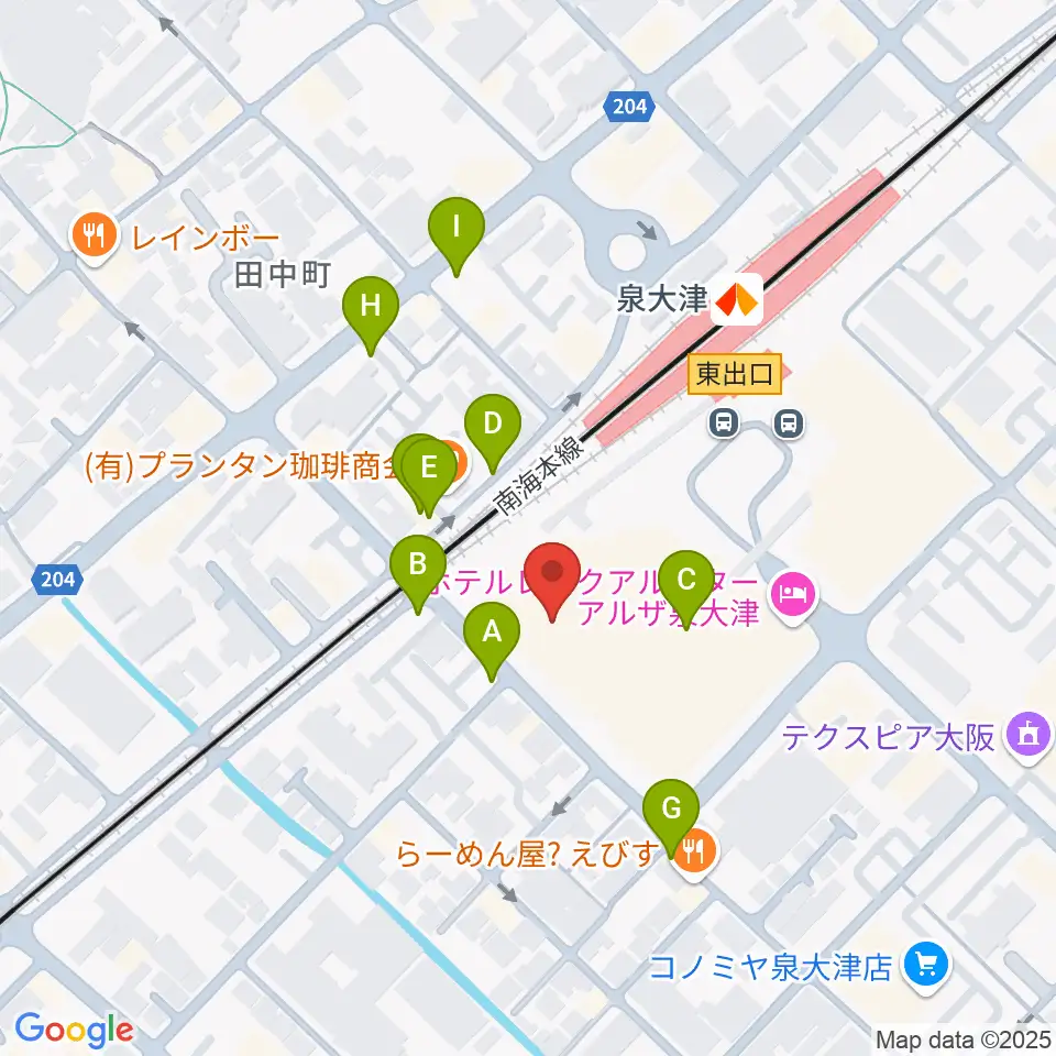 アルザ泉大津センター ヤマハミュージック周辺の駐車場・コインパーキング一覧地図