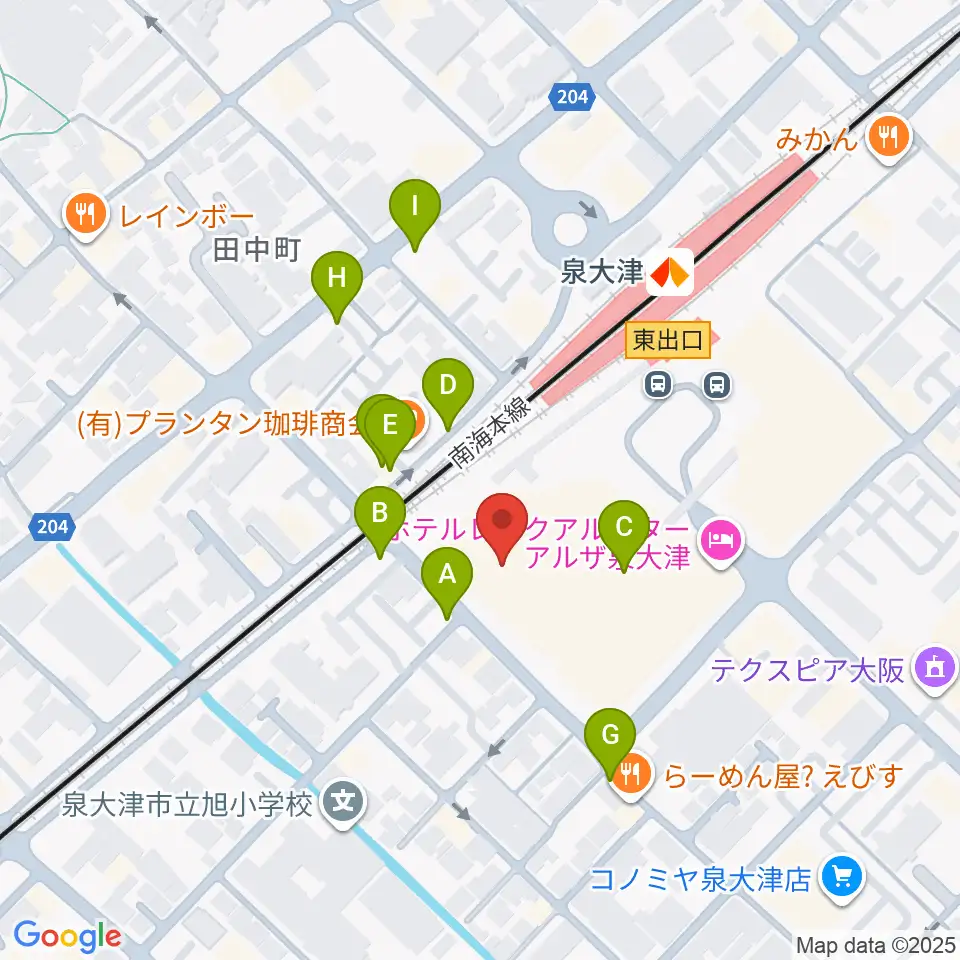 アルザ泉大津センター ヤマハミュージック周辺の駐車場・コインパーキング一覧地図
