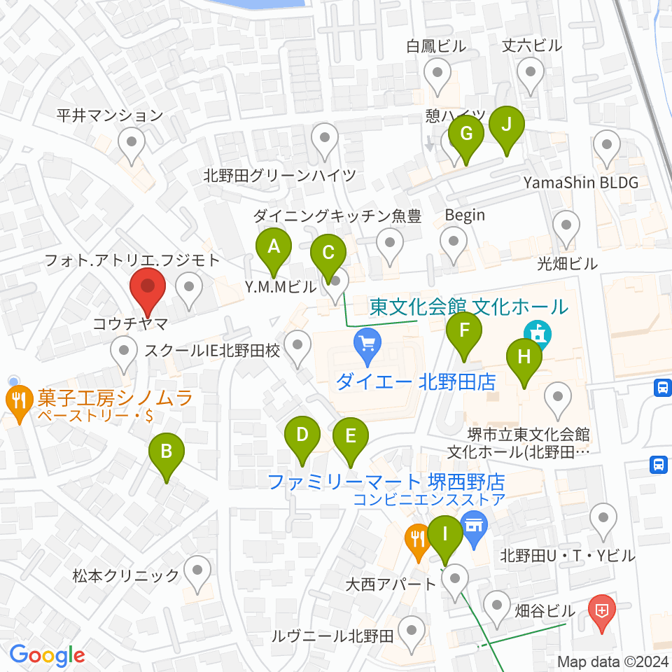 北野田センター ヤマハミュージック周辺の駐車場・コインパーキング一覧地図