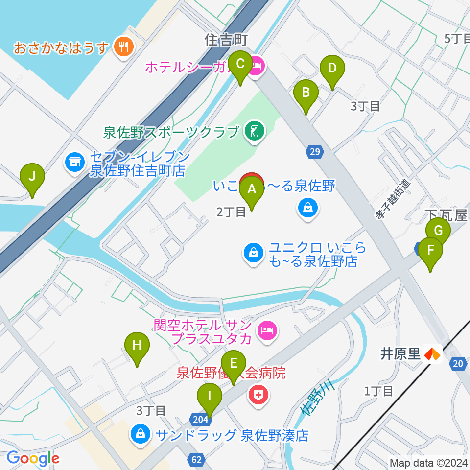 ミュージックセンター泉佐野 ヤマハミュージック周辺の駐車場・コインパーキング一覧地図