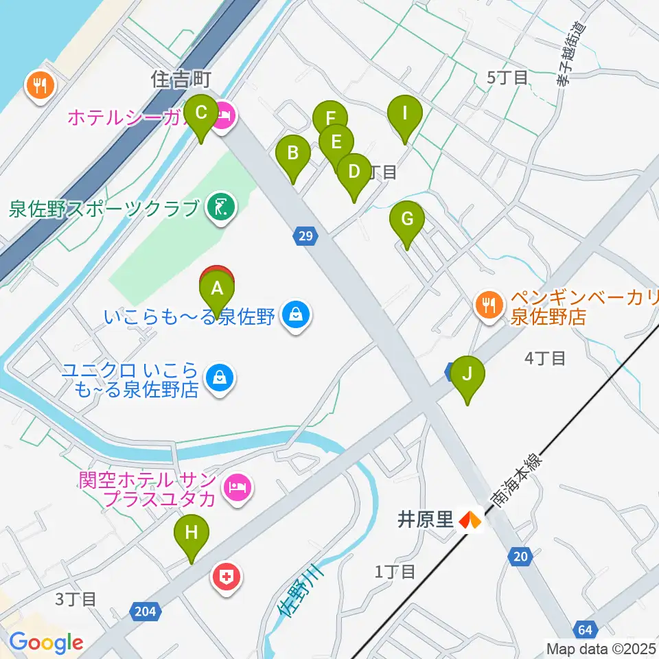 ミュージックセンター泉佐野 ヤマハミュージック周辺の駐車場・コインパーキング一覧地図