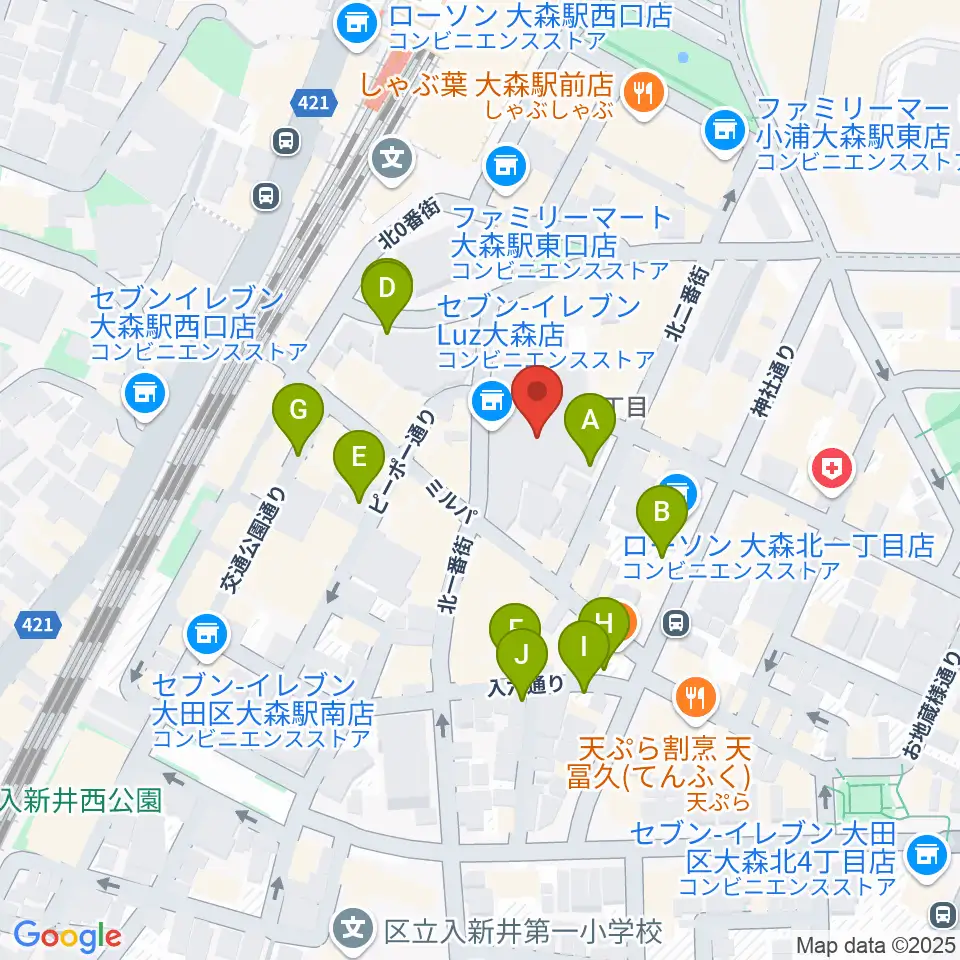 スター楽器大森センター周辺の駐車場・コインパーキング一覧地図