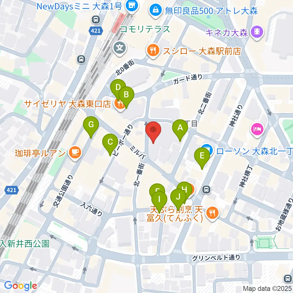 スター楽器 大森センター周辺の駐車場・コインパーキング一覧地図