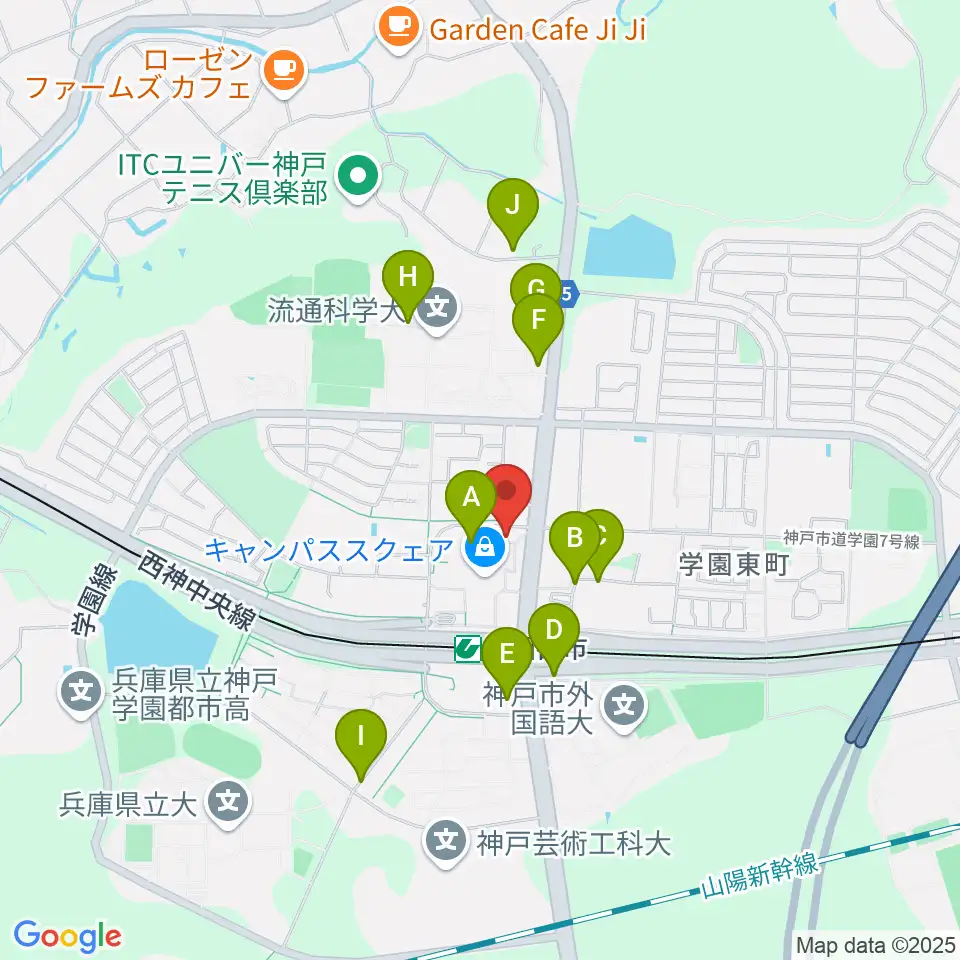 学園都市センター ヤマハミュージック周辺の駐車場・コインパーキング一覧地図