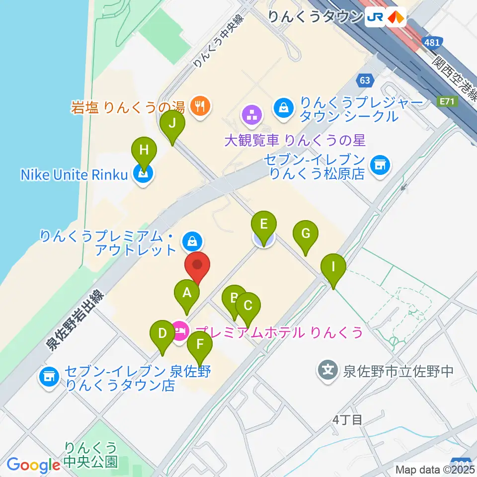 島村楽器 りんくうプレミアム・アウトレット店周辺の駐車場・コインパーキング一覧地図