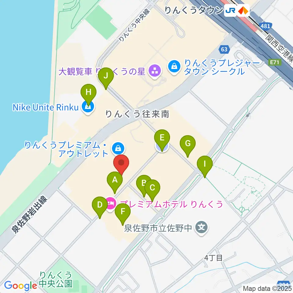 島村楽器 りんくうプレミアム・アウトレット店周辺の駐車場・コインパーキング一覧地図