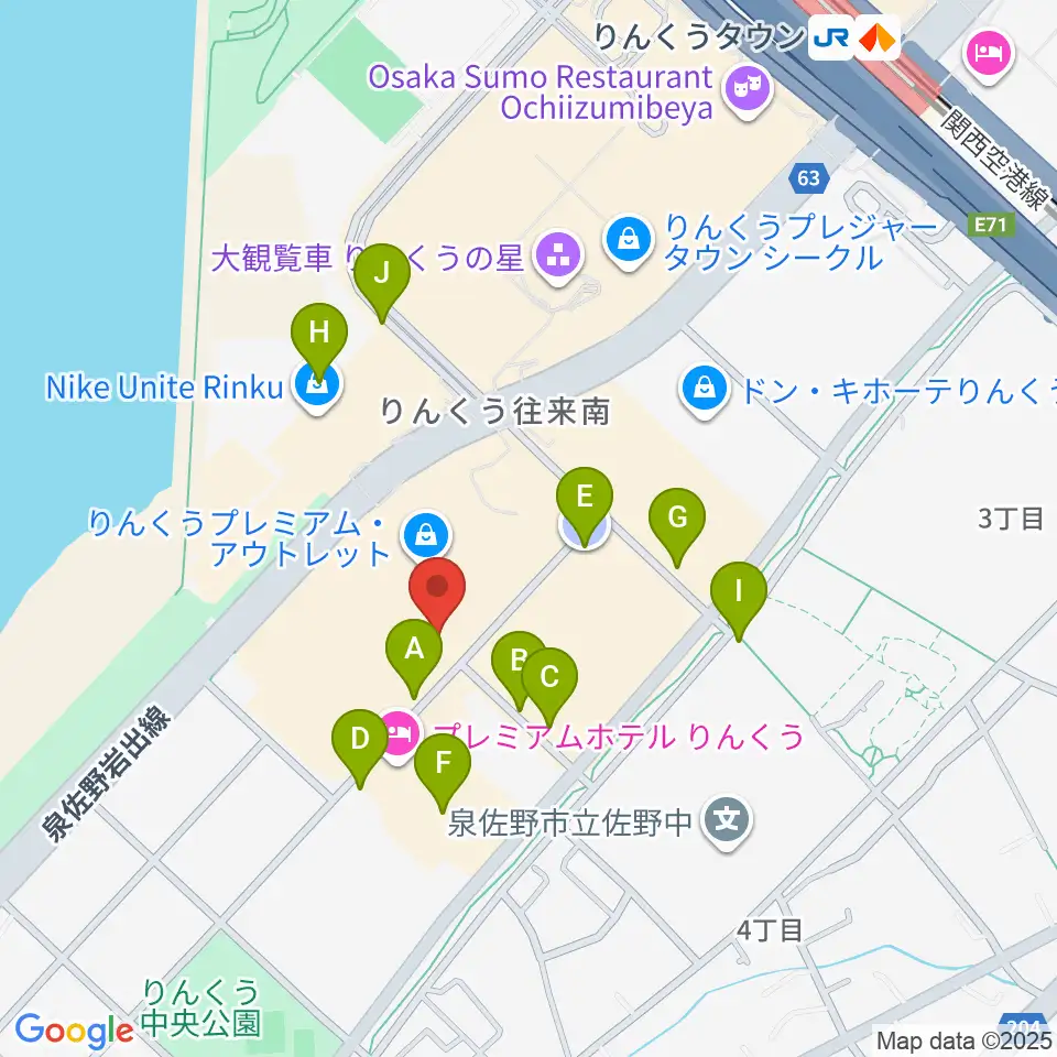 島村楽器 りんくうプレミアム・アウトレット店周辺の駐車場・コインパーキング一覧地図