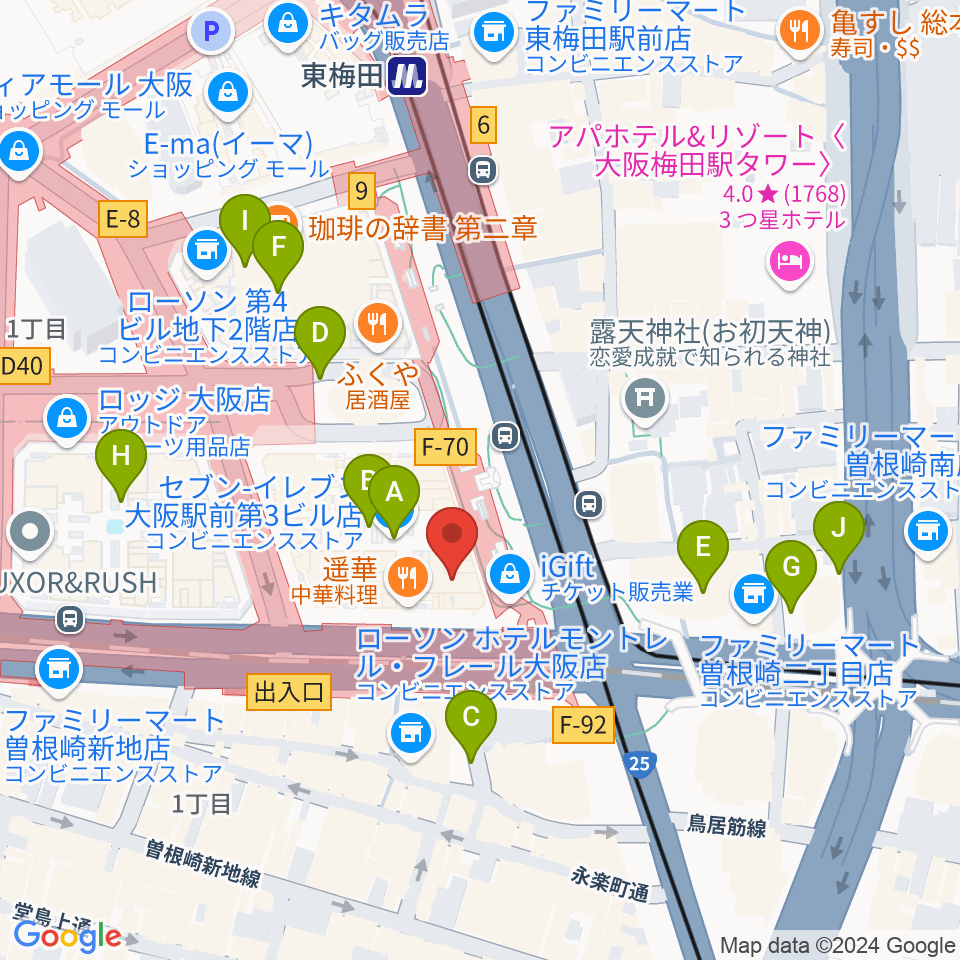 カワイ梅田周辺の駐車場・コインパーキング一覧地図