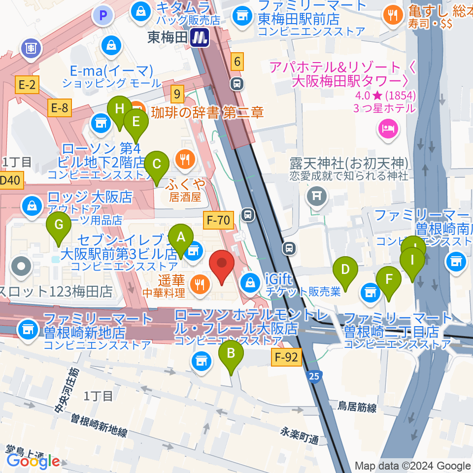 カワイ梅田周辺の駐車場・コインパーキング一覧地図