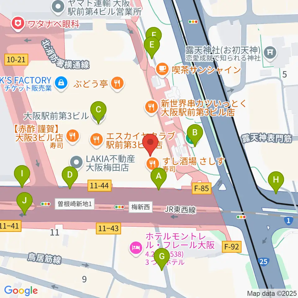 カワイ梅田周辺の駐車場・コインパーキング一覧地図