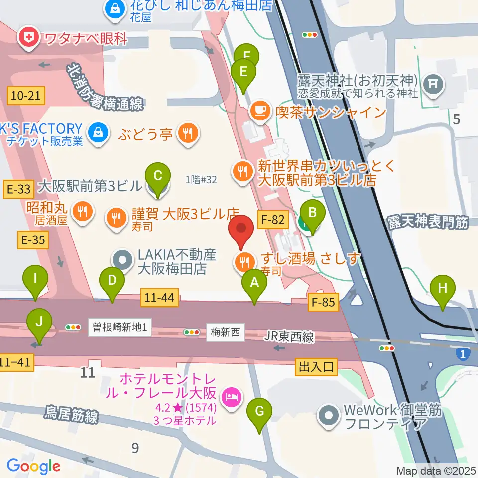 カワイ梅田周辺の駐車場・コインパーキング一覧地図