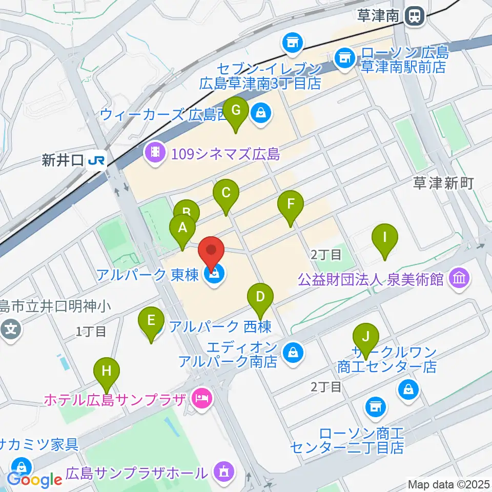 アルパークセンター ヤマハミュージック周辺の駐車場・コインパーキング一覧地図