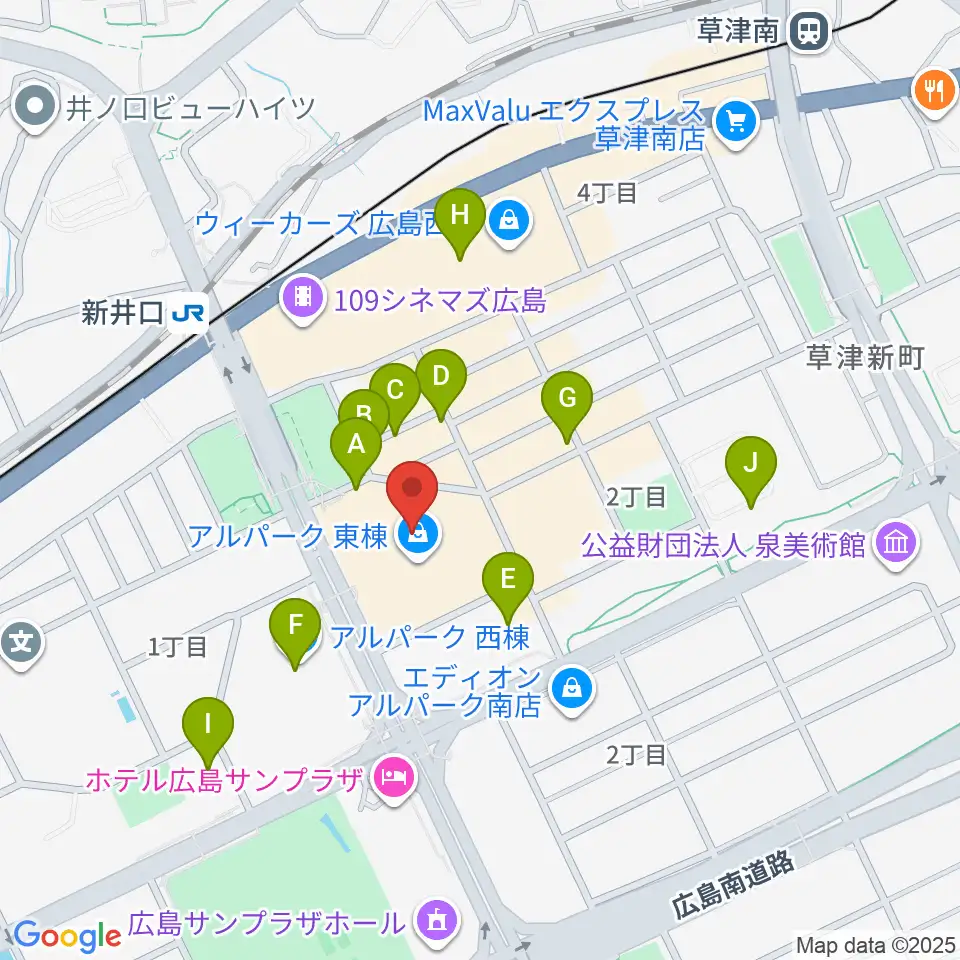 アルパークセンター ヤマハミュージック周辺の駐車場・コインパーキング一覧地図