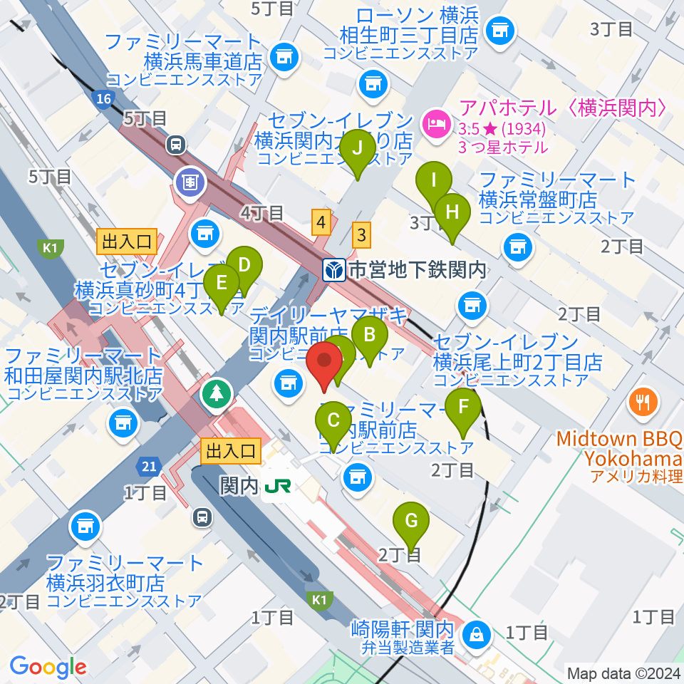 関内ヤンキース周辺の駐車場・コインパーキング一覧地図