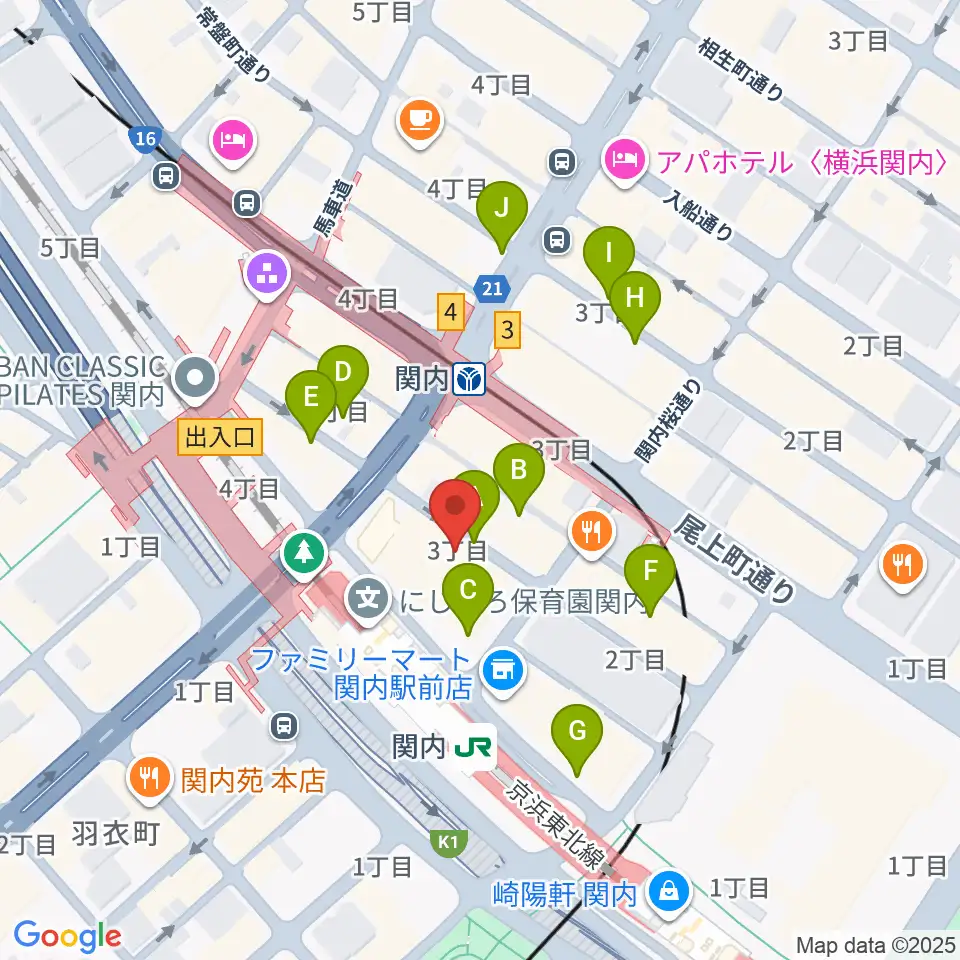 関内ヤンキース周辺の駐車場・コインパーキング一覧地図