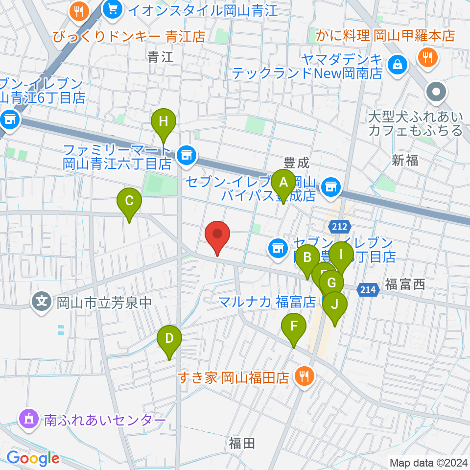 ミュージックセンター岡南 ヤマハミュージック周辺の駐車場・コインパーキング一覧地図