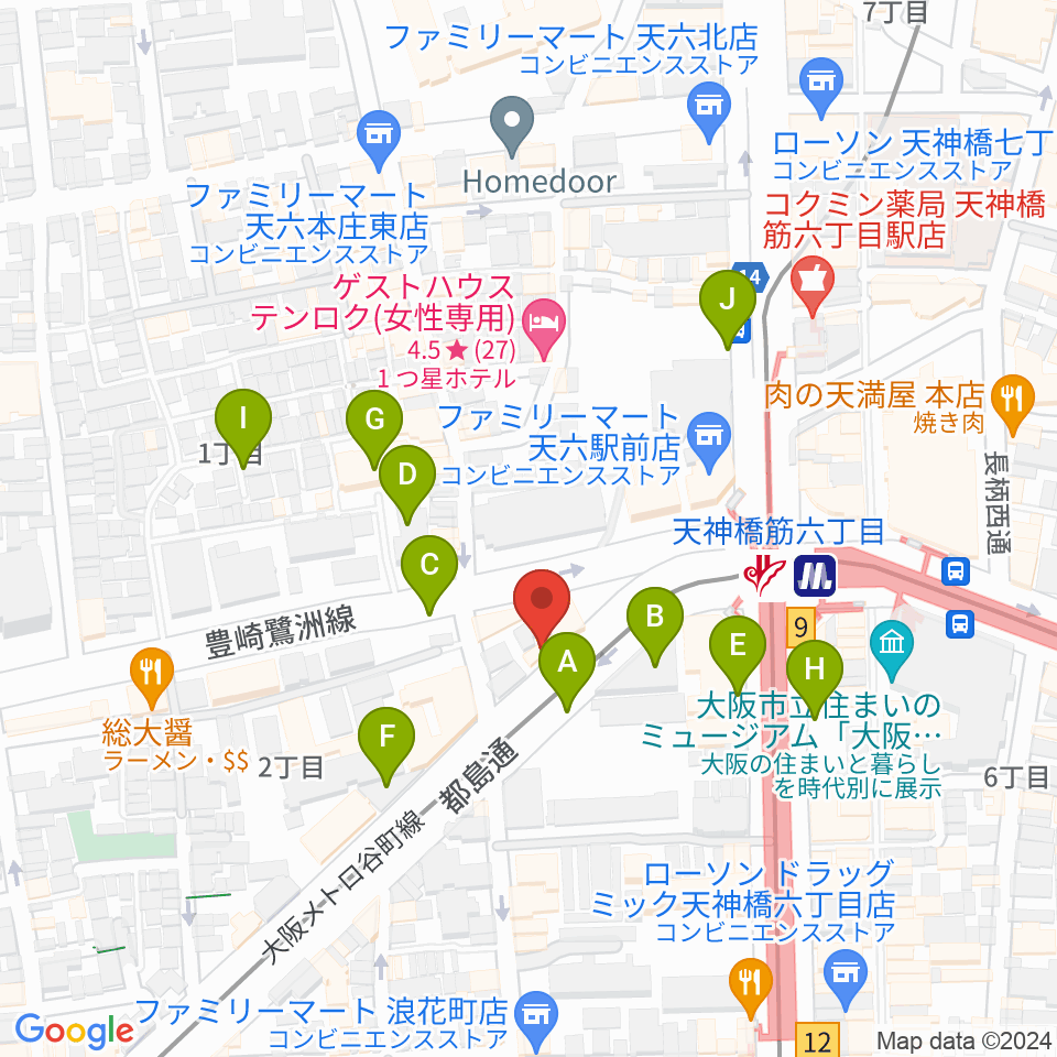 凛ミュージック 天六教室周辺の駐車場・コインパーキング一覧地図