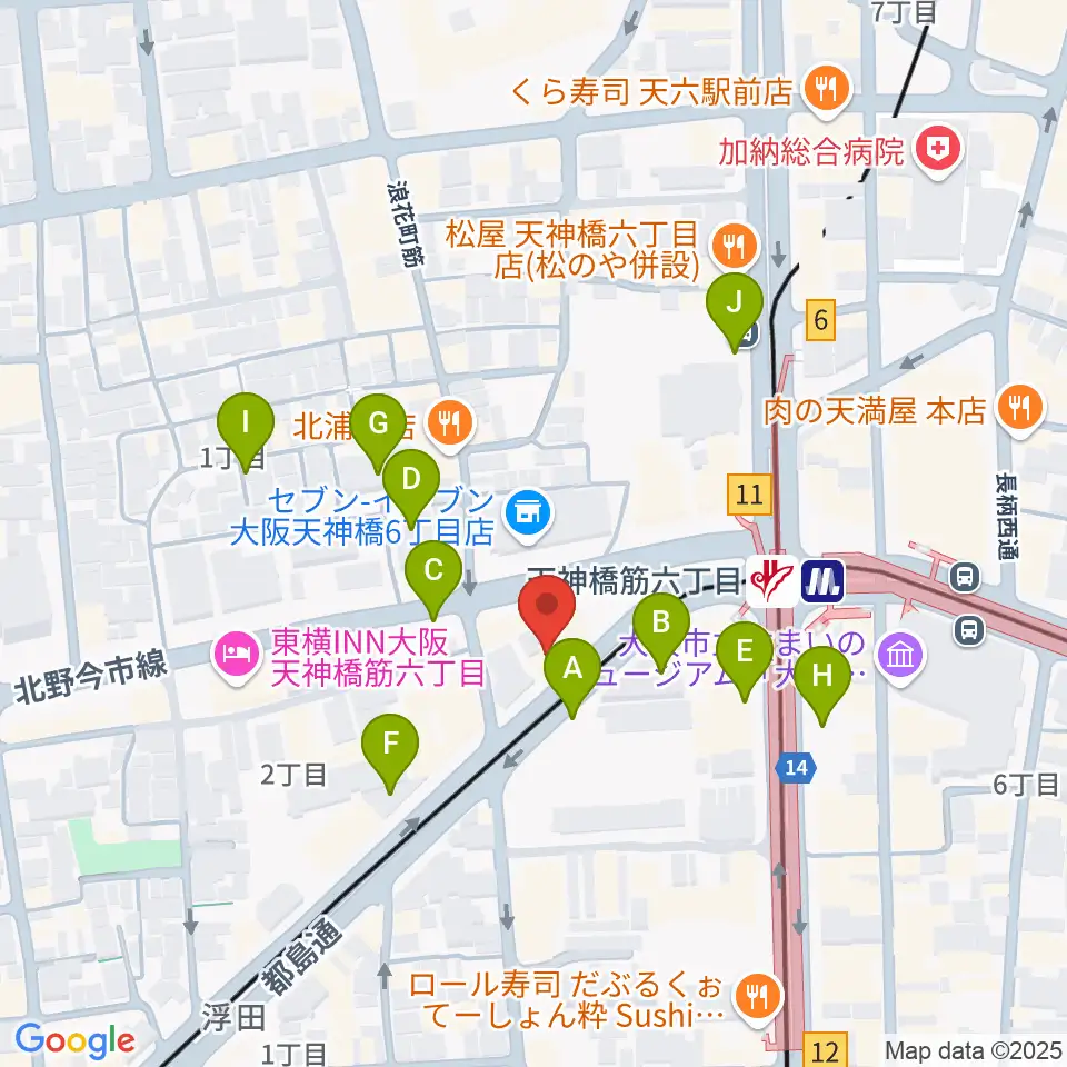 凛ミュージック 天六教室周辺の駐車場・コインパーキング一覧地図