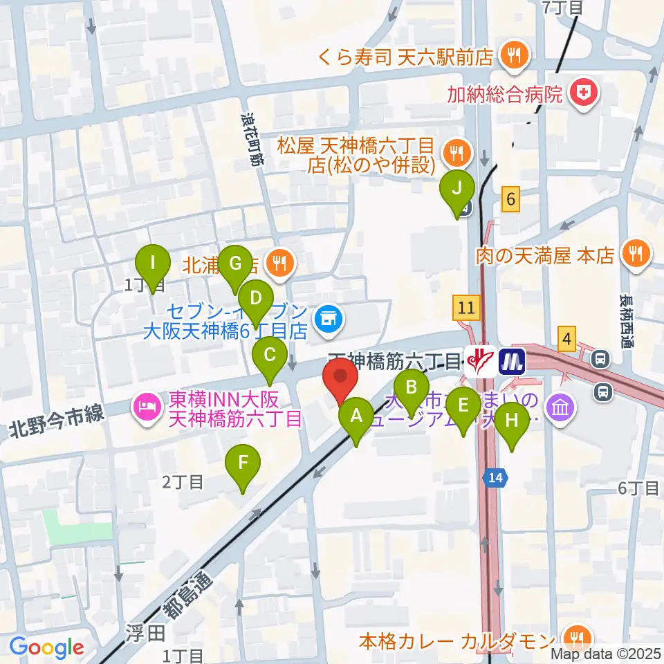 凛ミュージック 天六教室周辺の駐車場・コインパーキング一覧地図