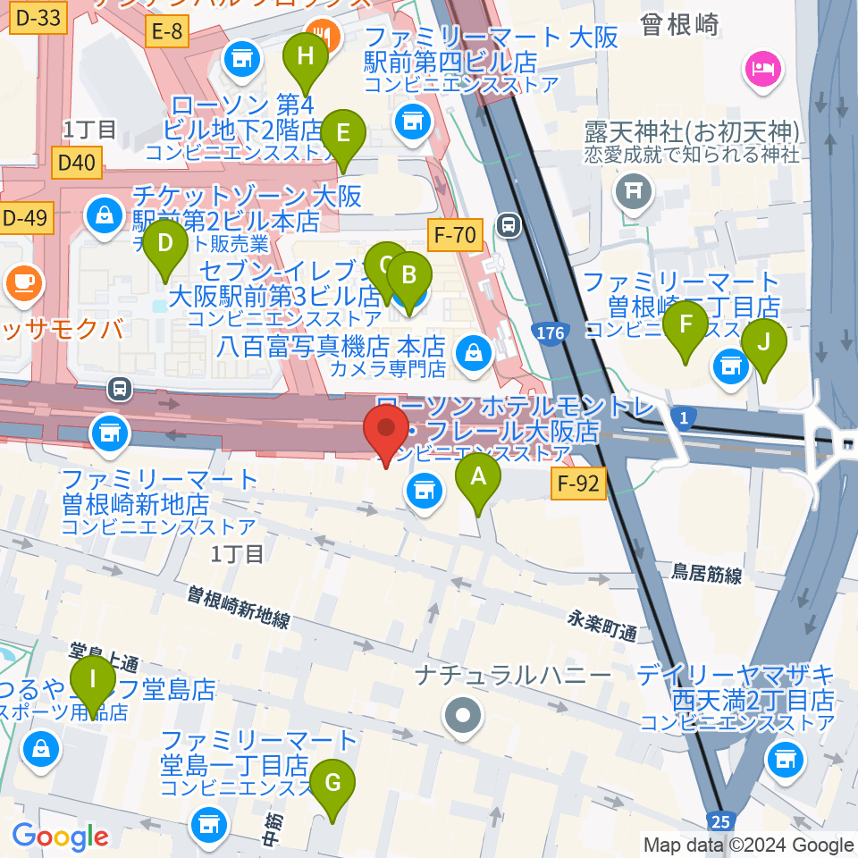 凛ミュージック 北新地音楽サロン周辺の駐車場・コインパーキング一覧地図