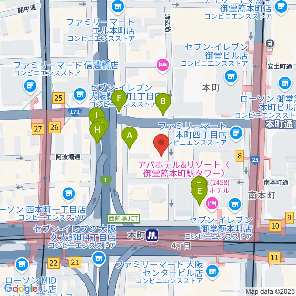 凛ミュージック 本町ピアノサロン周辺の駐車場・コインパーキング一覧地図