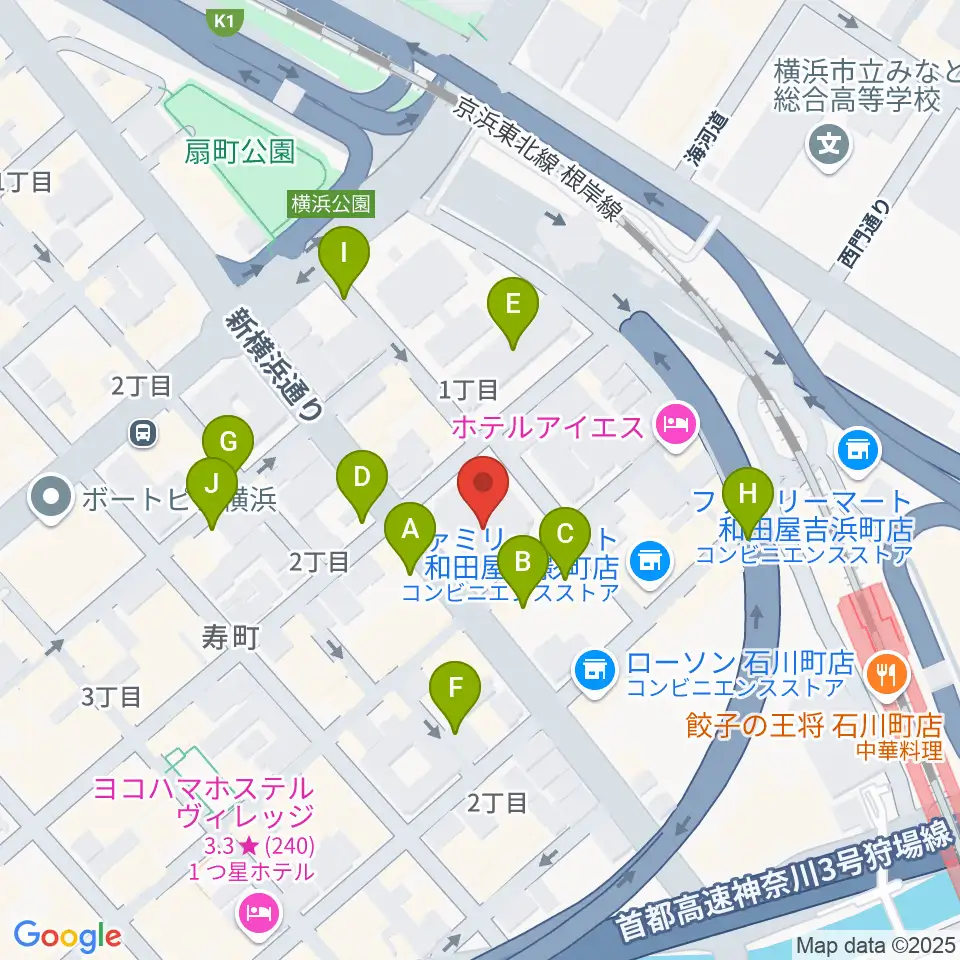 かながわ労働プラザ 音楽スタジオ周辺の駐車場・コインパーキング一覧地図
