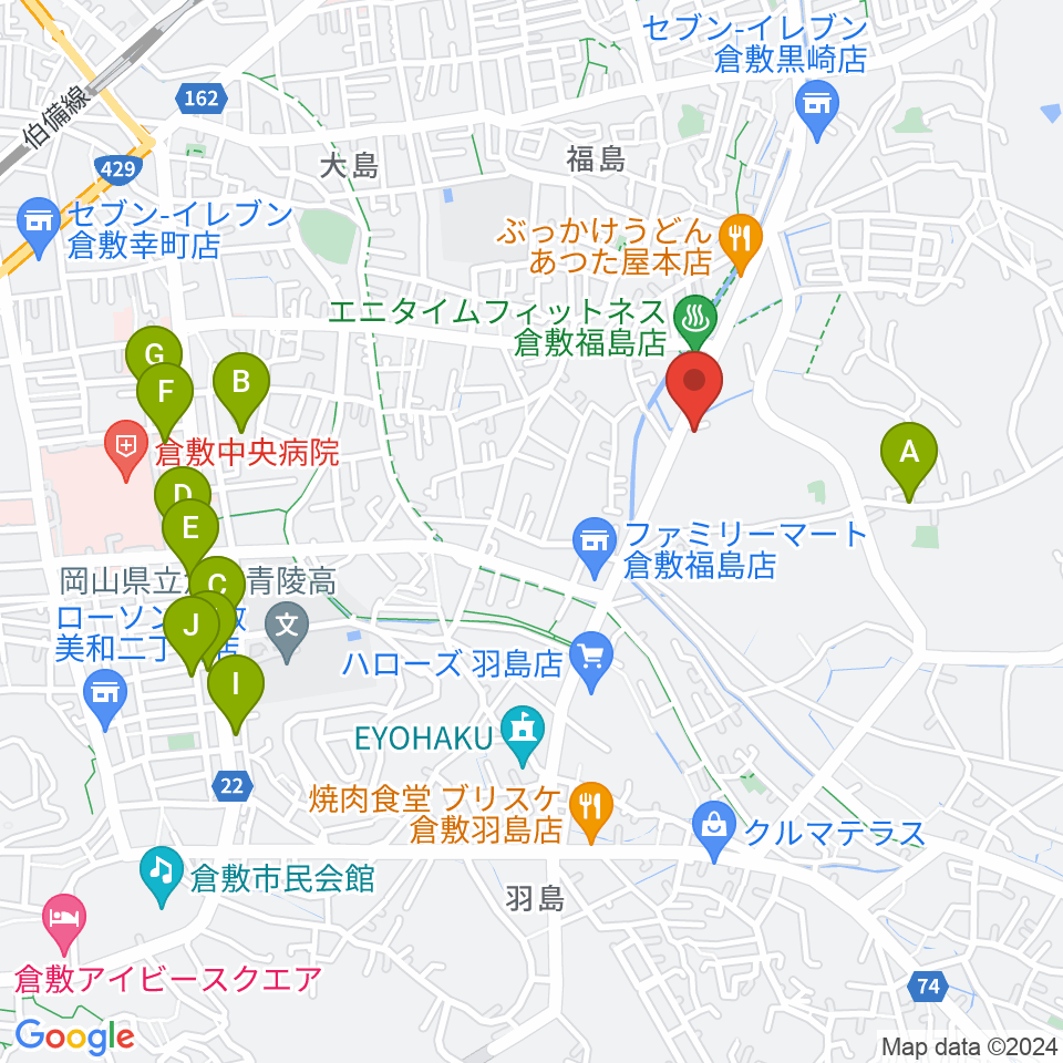 ユニスタイル倉敷 ヤマハミュージック周辺の駐車場・コインパーキング一覧地図