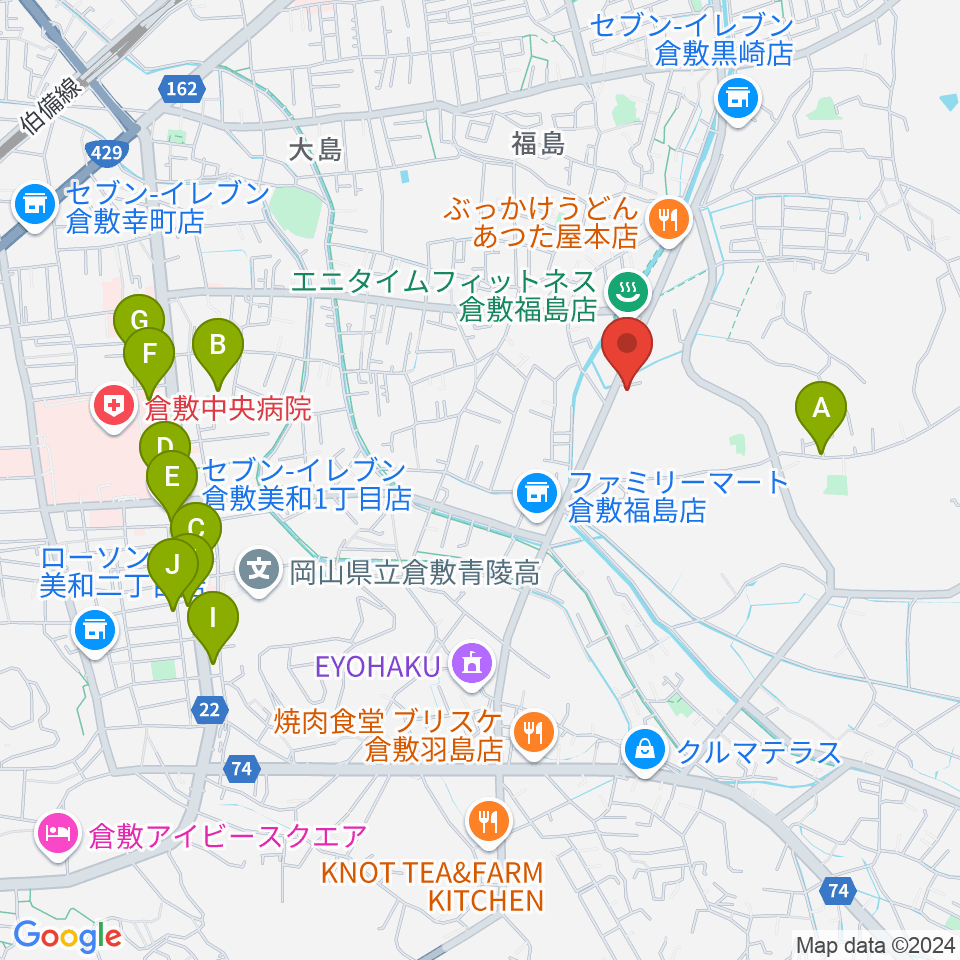 ユニスタイル倉敷 ヤマハミュージック周辺の駐車場・コインパーキング一覧地図