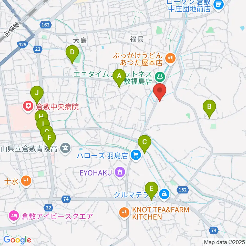 ユニスタイル倉敷 ヤマハミュージック周辺の駐車場・コインパーキング一覧地図