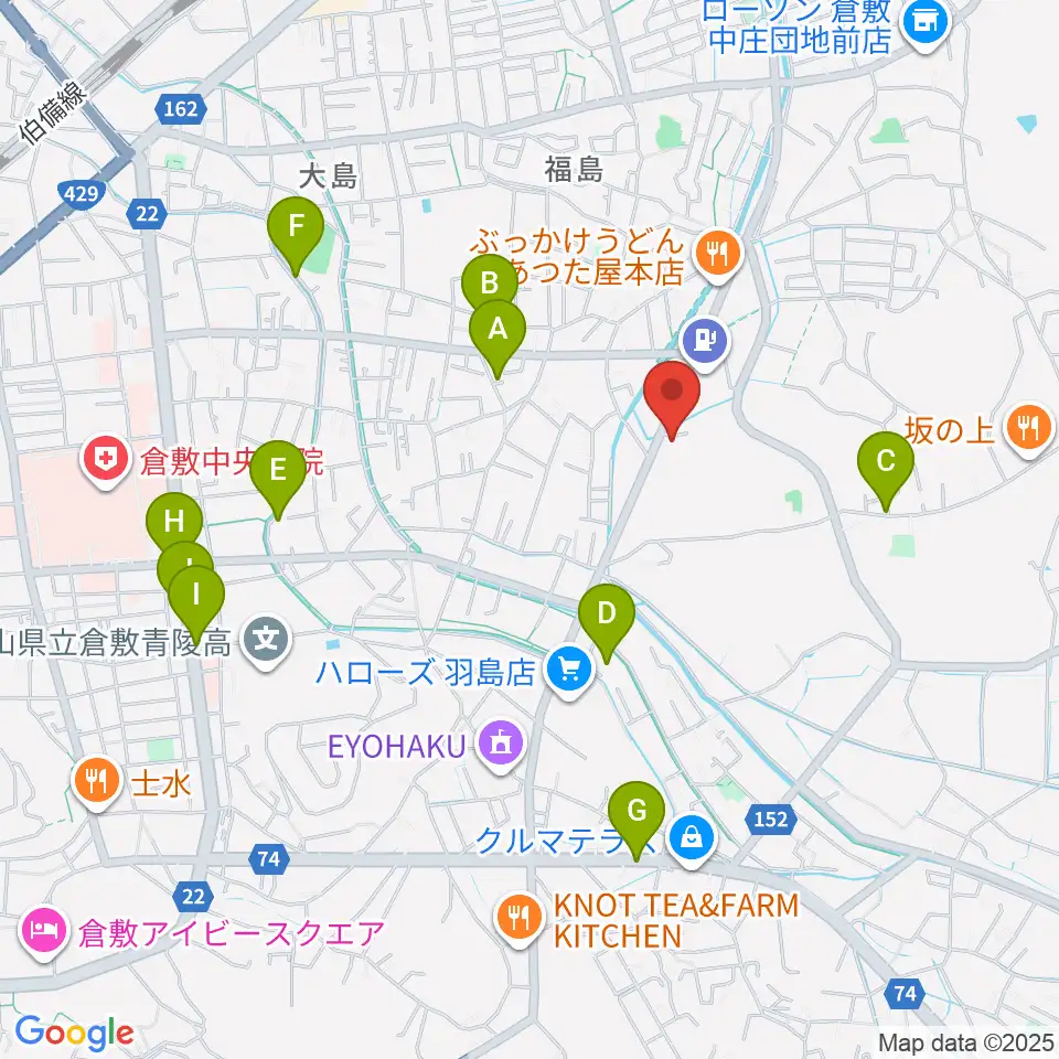 ユニスタイル倉敷 ヤマハミュージック周辺の駐車場・コインパーキング一覧地図