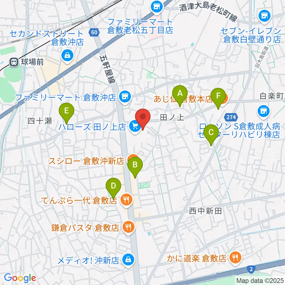 ミュージックアベニュー倉敷 ヤマハミュージック周辺の駐車場・コインパーキング一覧地図