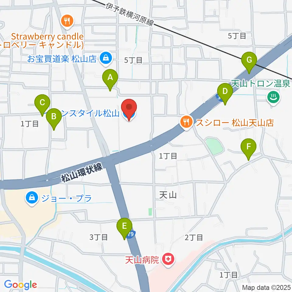 イオンスタイル松山センター ヤマハミュージック周辺の駐車場・コインパーキング一覧地図
